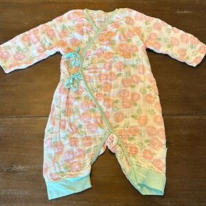 New Paty Cotton Kimono Style Peach/Green Sleeper